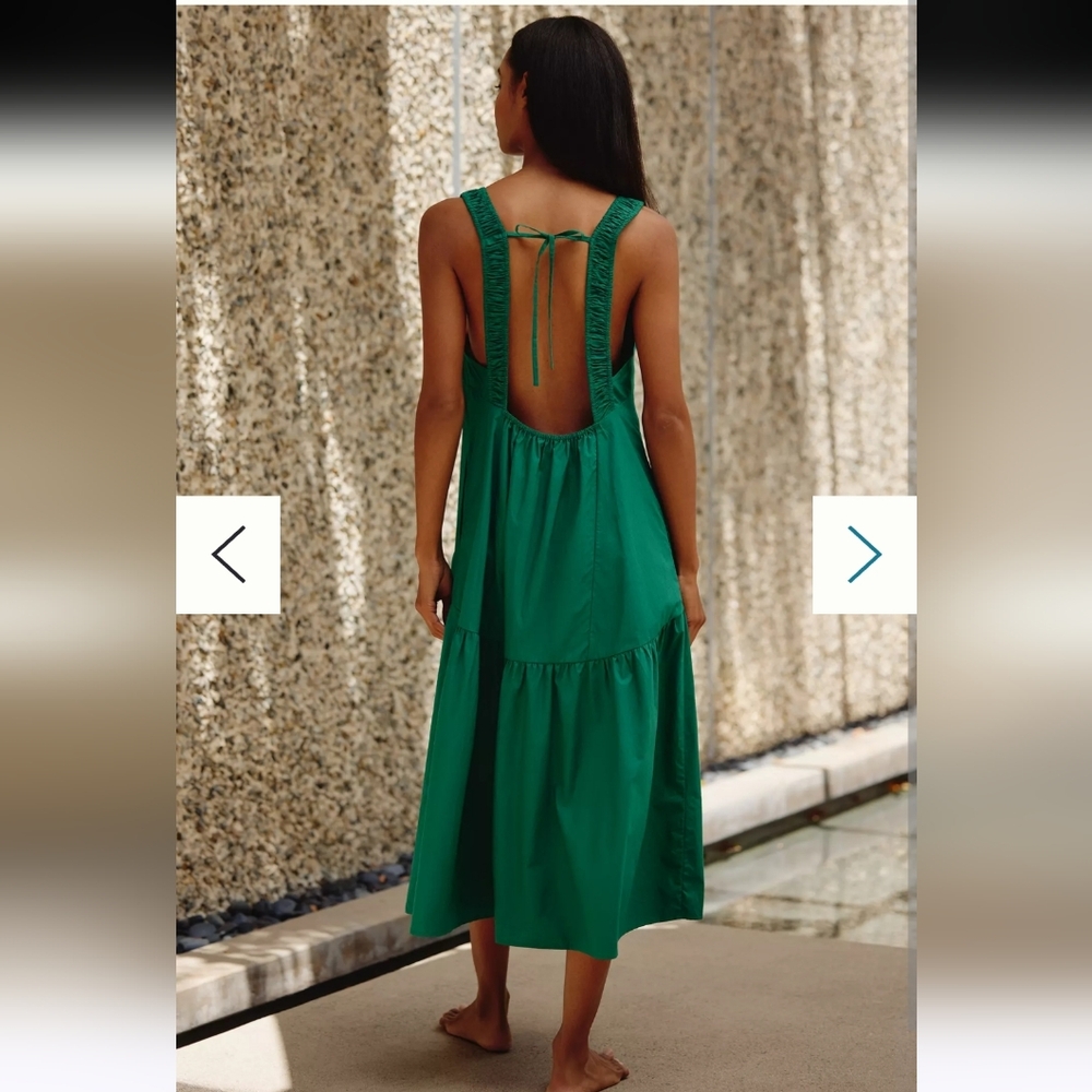 Anthropologie Celandine Sleeveless Smocked Open-Back Midi Dress Size M - Picture 2 of 8